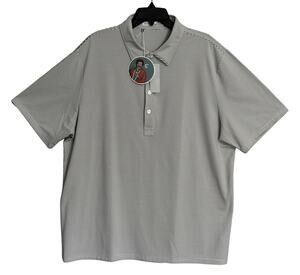 Criquet Polo Shirt Men's XXL Short Sleeve Stretch Fabric Grey Stripe NEW